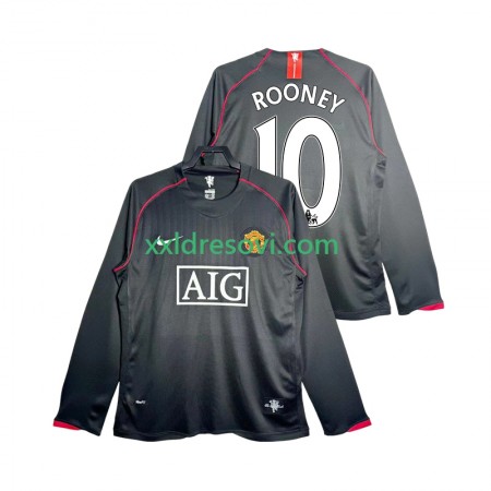 Manchester United Rooney 10 2007 2008 Retro Gostujući Nogometni Dres Dugim Rukavima